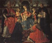 Domenicho Ghirlandaio Thronende Madonna mit den Heiligen Donysius Areopgita,Domenicus,Papst Clemens und Thomas von Aquin oil painting on canvas